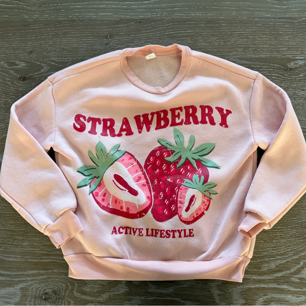 Girls SHEIN Strawberry Pink Kids long sleeve Sweatshirt size 9 years